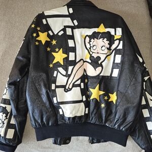 RARE VTG Betty Boop Pudgy American Toons Vintage Genuine Leather Jacket Coat